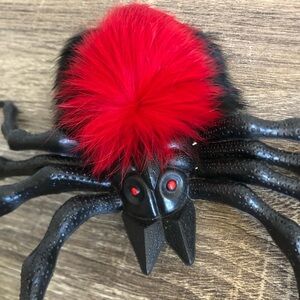 Vtg Red and Black Spider Window Suction Decor